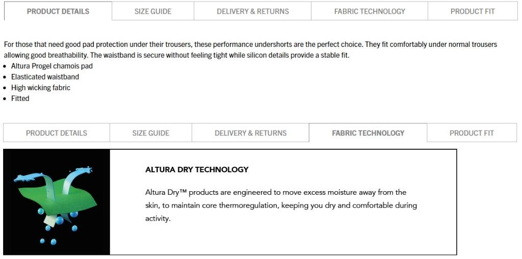 altura progel 2 undershorts