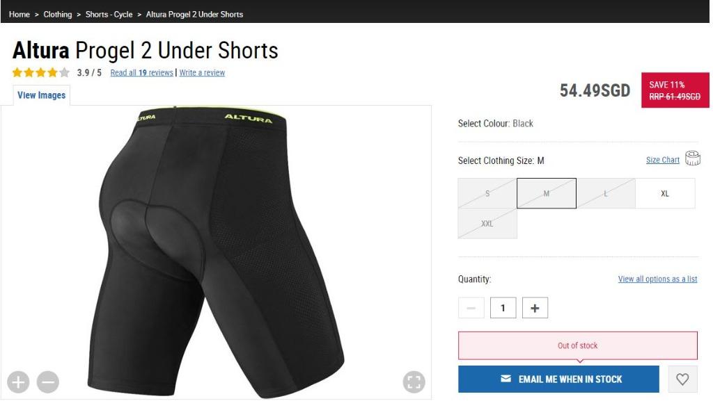 Altura progel hot sale 2 undershorts