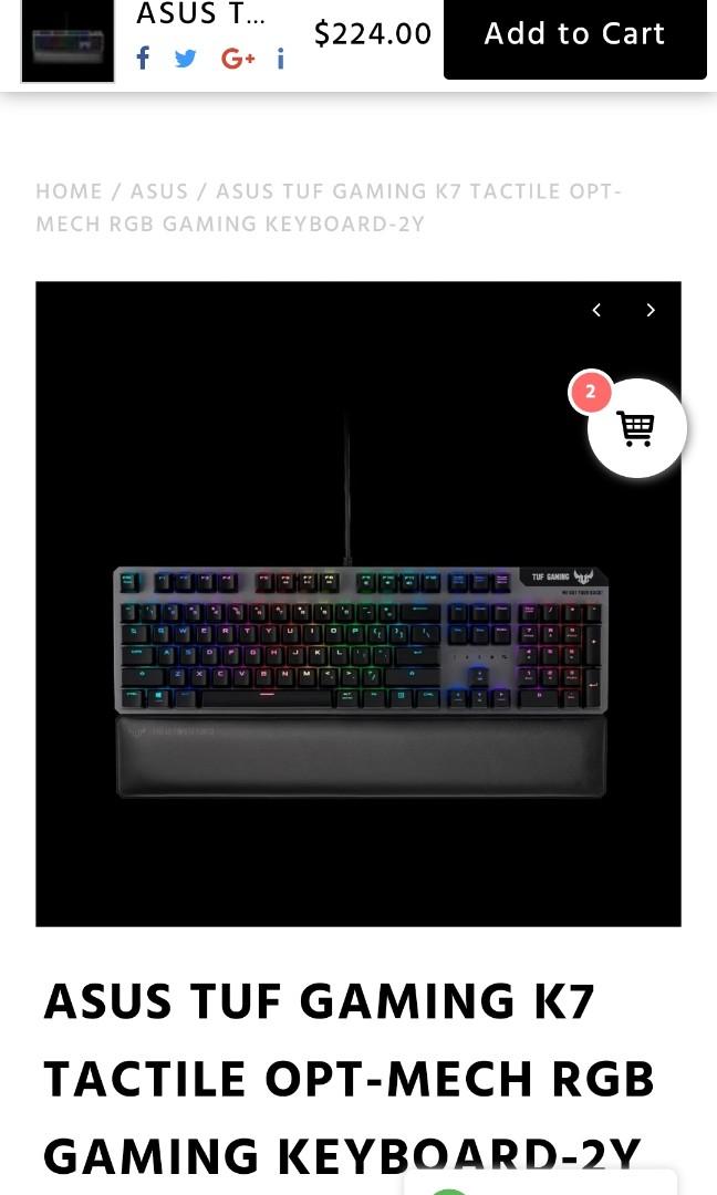 Asus Tuf Gaming K7 Tactile Gaming Keyboard Electronics Others On Carousell