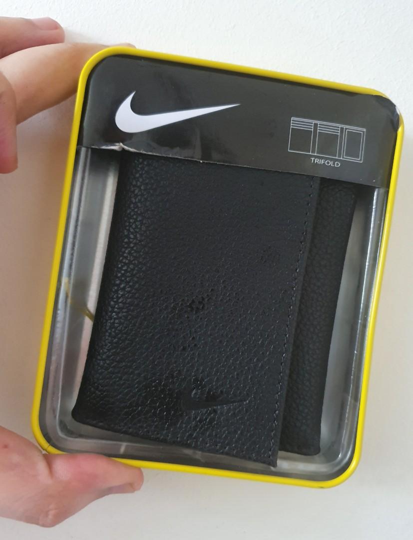 Authentic VERY Nike Trifold Black Faux Leather Wallet (With Men's Fashion, Watches & Accessories, Wallets & Card Holders on Carousell