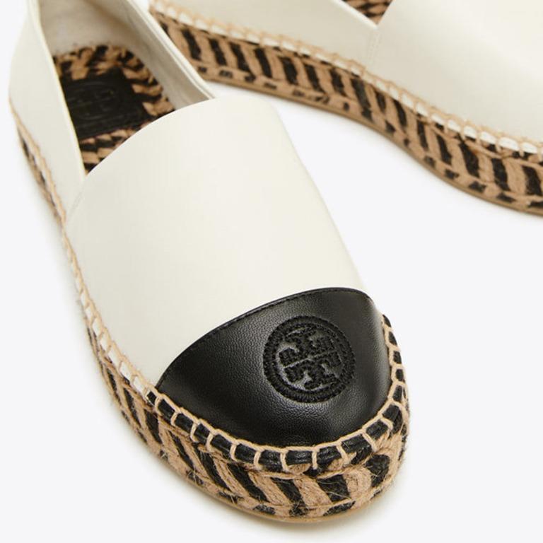 Authentic TORY BURCH White Black Color Block Platform Espadrilles Size ,  Women's Fashion, Footwear, Flats & Sandals on Carousell