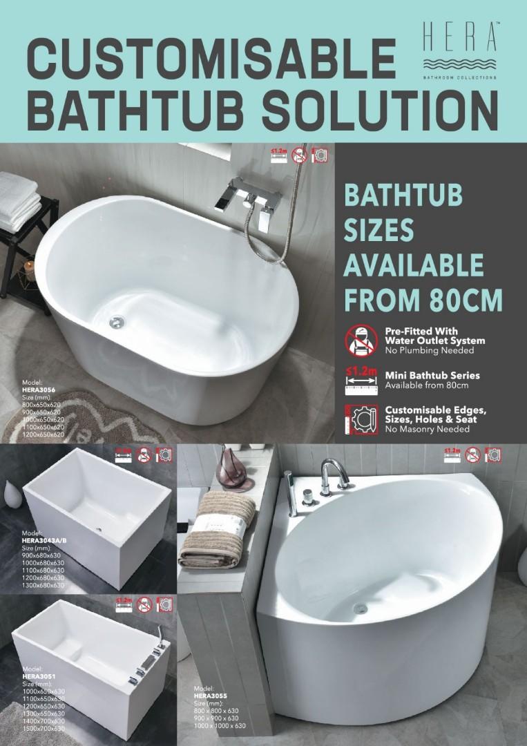 Bathtub For HDB Flats, Furniture & Home Living, Bathroom & Kitchen