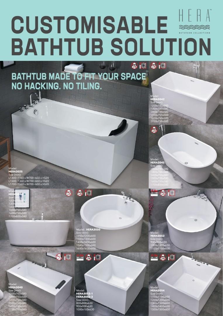 Bathtub For HDB Flats, Furniture & Home Living, Bathroom & Kitchen