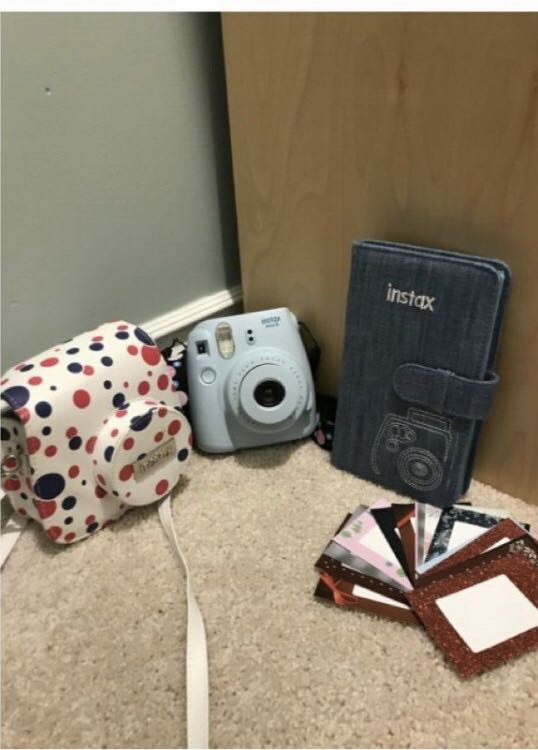Blue Instamax Camera with accessories