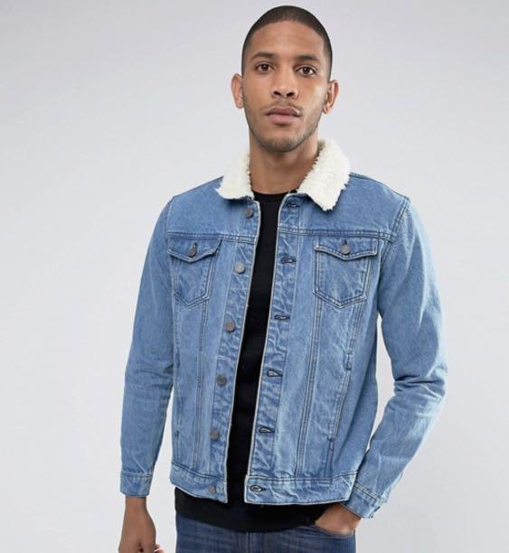 FreeShip Brave Soul Denim Jacket with Borg Faux Fur collar Men s Fashion Coats Jackets and Outerwear on Carousell