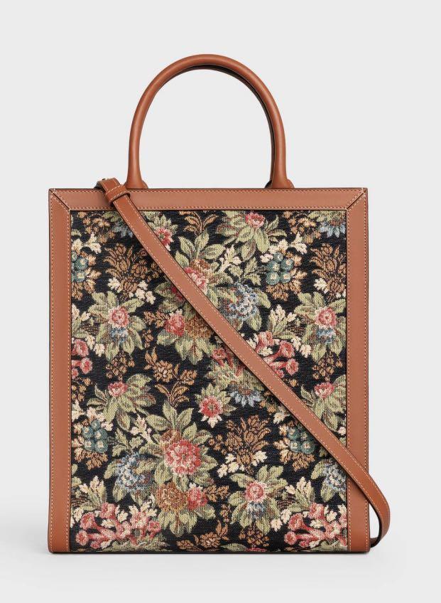 Small vertical cabas celine in floral jacquard and calfskin sales