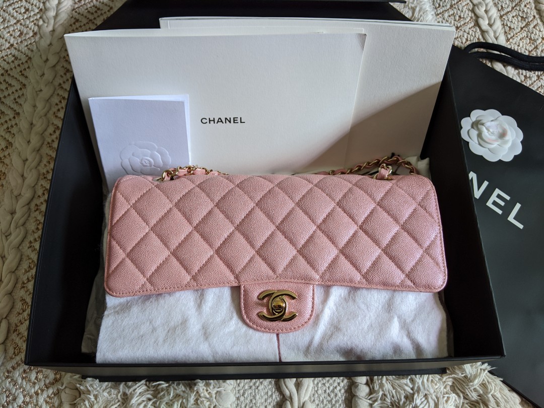 Chanel 19S Iridescent Pink Medium Large Flap Bag (RRP $9850), Luxury ...