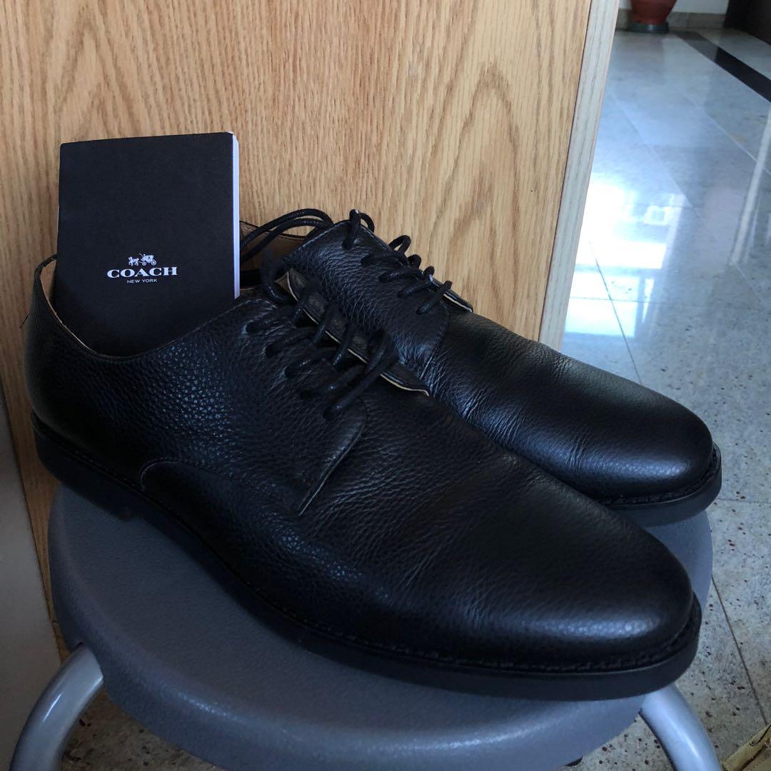 Coach Derby Pebbled Leather Shoes Black US11 D Men s Fashion