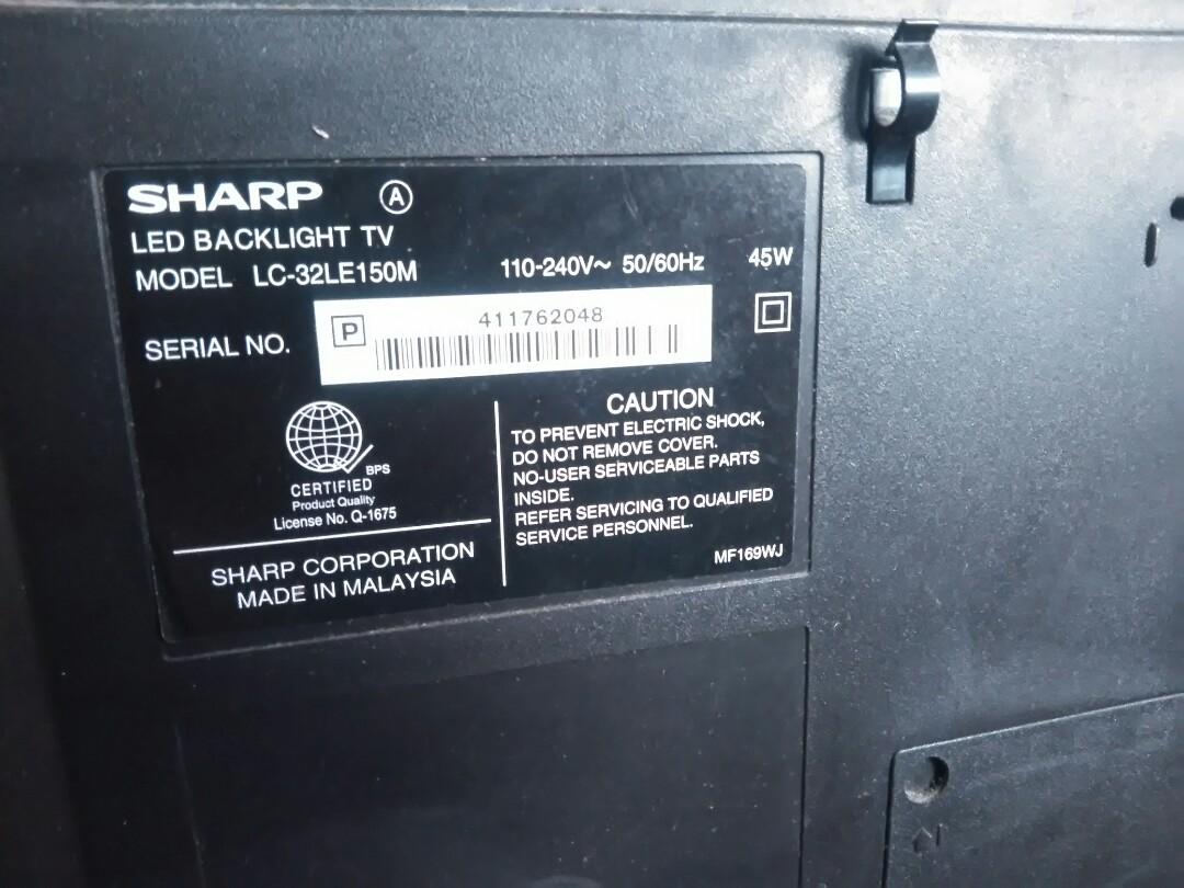 Defective Sharp Aquos 32 inches (Category: TV) located in Manila. Submitted by ronzky19 (Listing ID 1010608027, Image 2). Description: FIX LAST PRICE 32 inches LED TV with remote nagloloko video hndi tumatagal 1 hour paliit ng palit screen voice nlng naririnig need to be fix.pero pag binuksan ulit balik Full screen repeat process Kelangan ipaayos items located near st pius X paraochial school 7th st.paco Manila Last price grab lalamove buyers exp