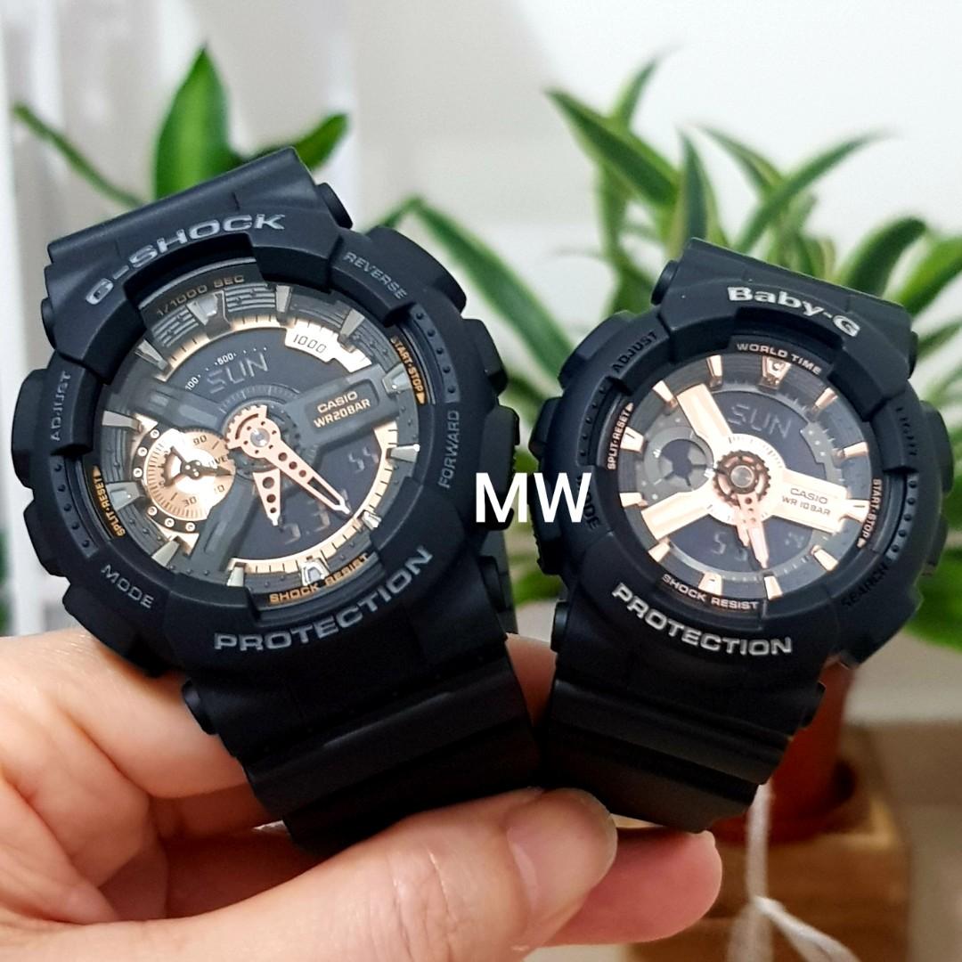 Gshock Couple rose gold black Watch