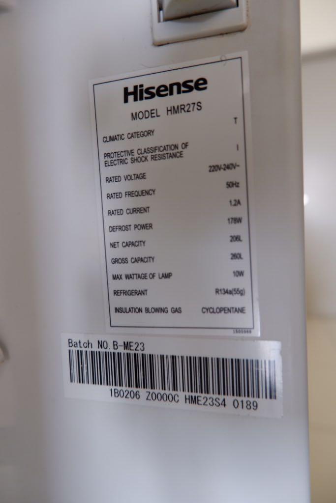 Hisense fridge hot sale wattage