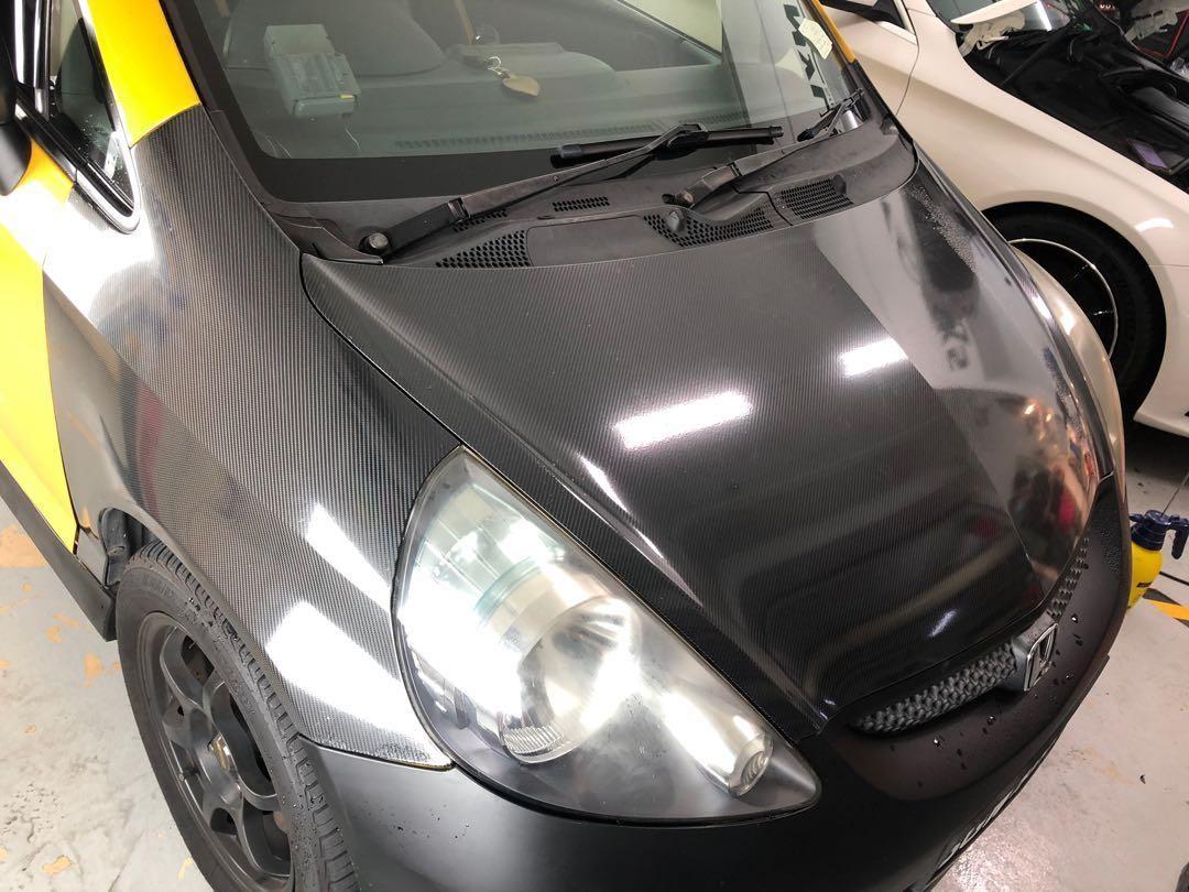 Honda jazz/Fit bonnet u0026 fender carbon fiber wrap, Car Accessories 
