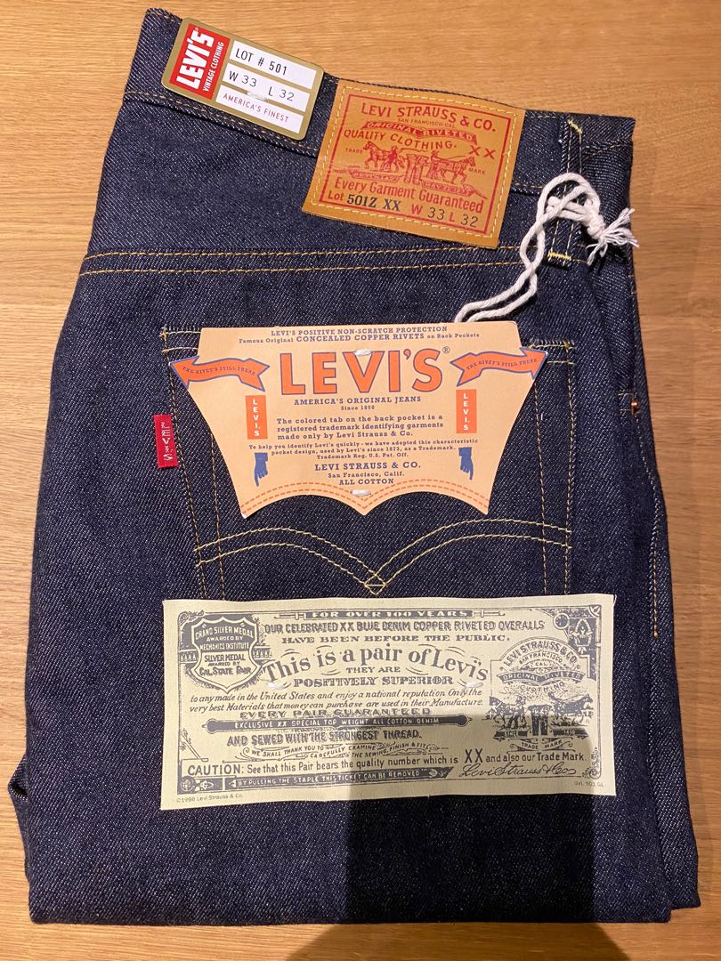 LVC 501 1954 raw selvedge jeans 33 