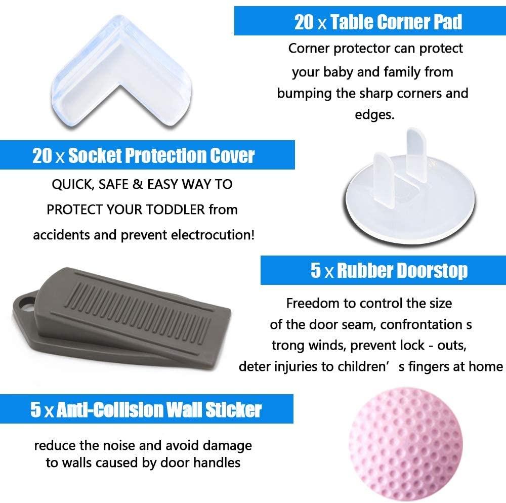 (M1724) 60PCS Baby Home Safety Kit, 20 Table Corner pad, 20 Socket