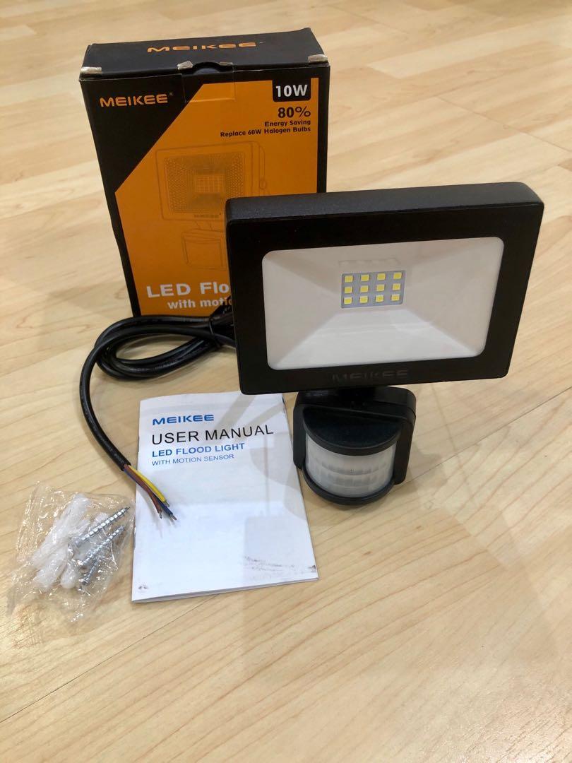 MEIKEE 10W LED flood light with motion sensor, Furniture & Home Living