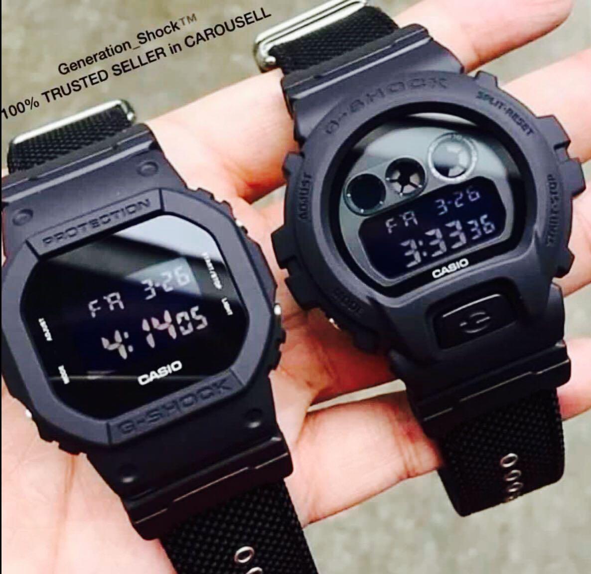NEW COUPLE SET GSHOCK DIVER UNISEX SPORTS WATCH 100 ORIGINAL AUTHENTIC CASIO BABY G SHOCK DW 5600BBN 1 DW 6900BBN 1