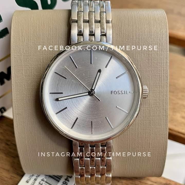 Orig Fossil Hutton BQ3465 Three Hand Stainless Steel Silver Face
