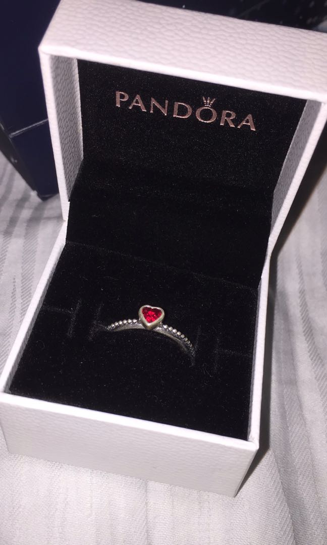 Pandora red heart beaded ring sale