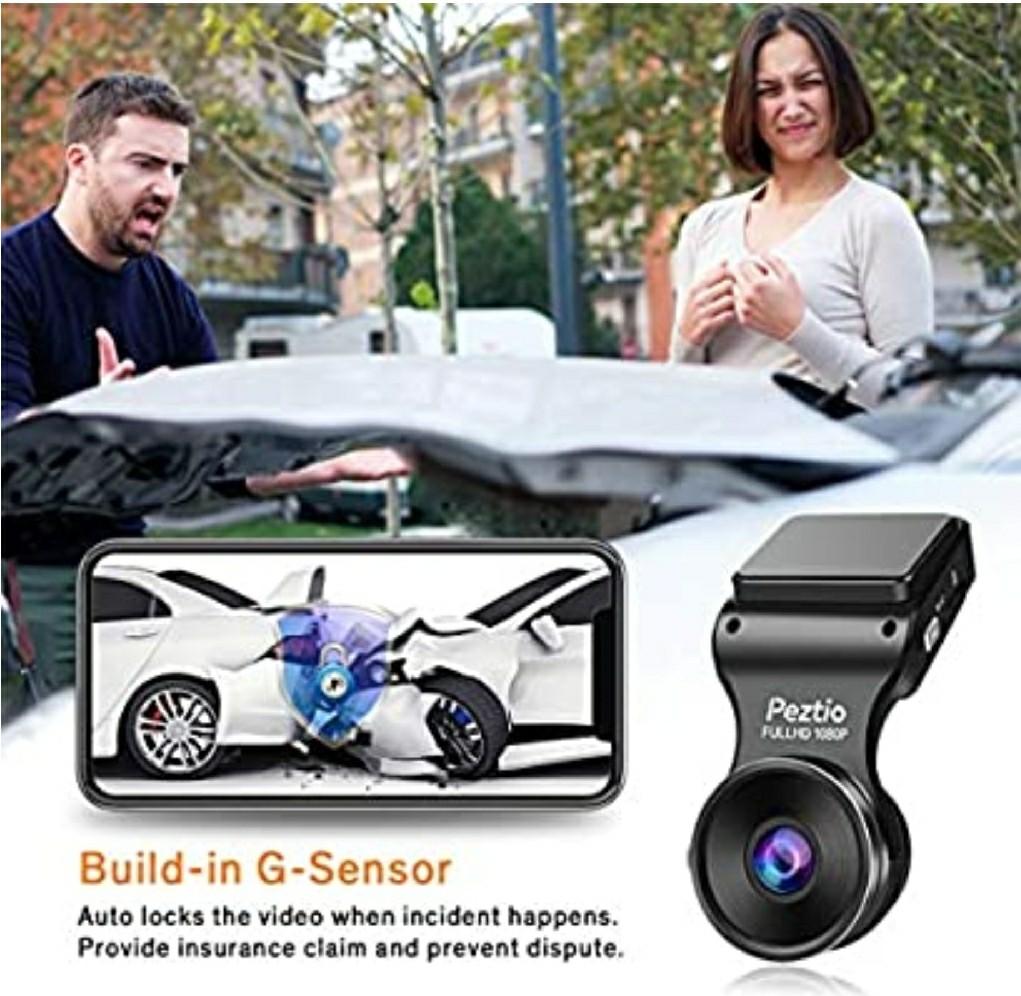 Peztio Dash Cam WiFi Full HD 1080P Dash Camera Recorder with Night Vision,  170° Wide Angle, WDR, Loop Recording, G-Sensor, Motion Detection & Parking