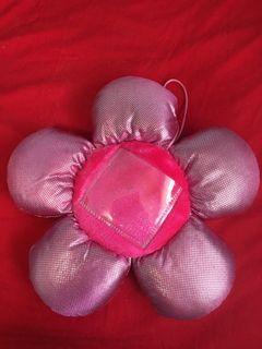 Pink flower picture frame pillow