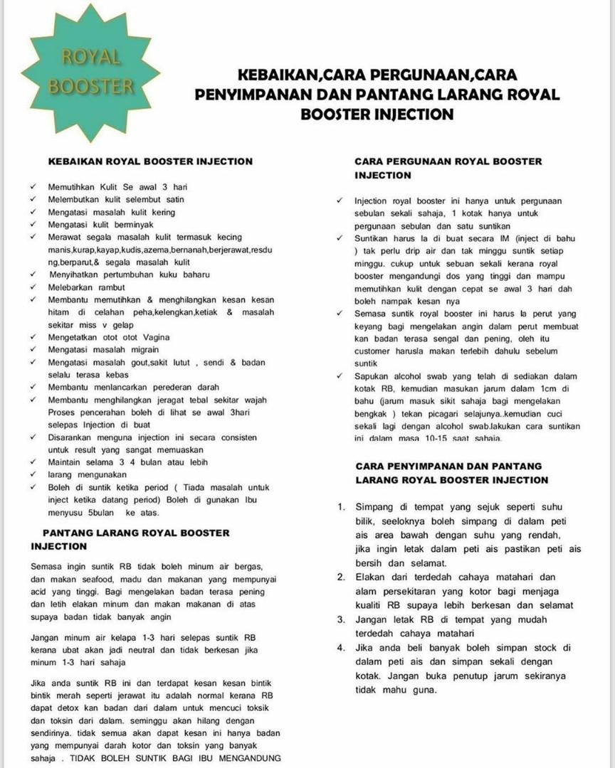 Royal Booster Injection Health Beauty Skin Bath Body On Carousell