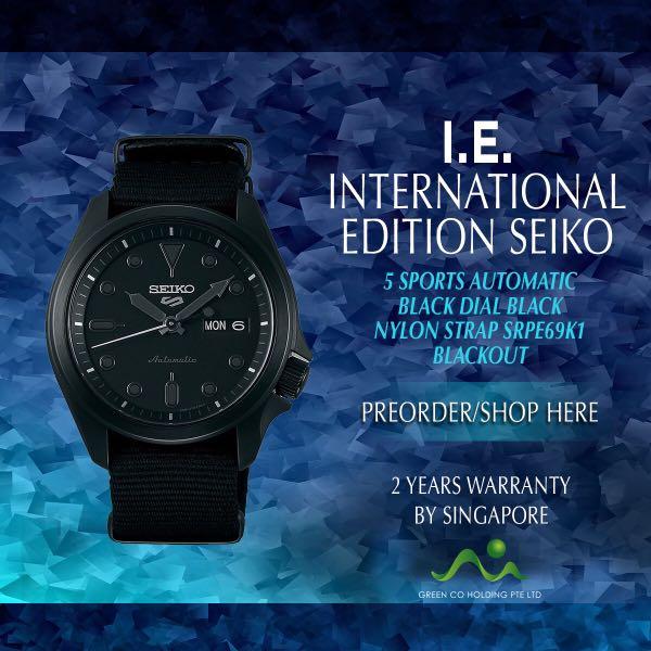 Seiko International Edition 5 Sports Automatic New 40mm Srpe69k1 Blackout Men S Fashion Watches On Carousell