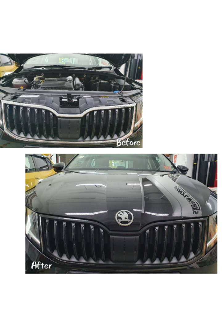 Skoda Front grill wrap Gloss black, Car Accessories, Car