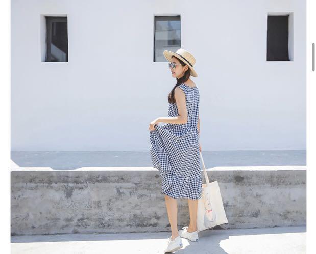 Gingham sleeveless cheap dress