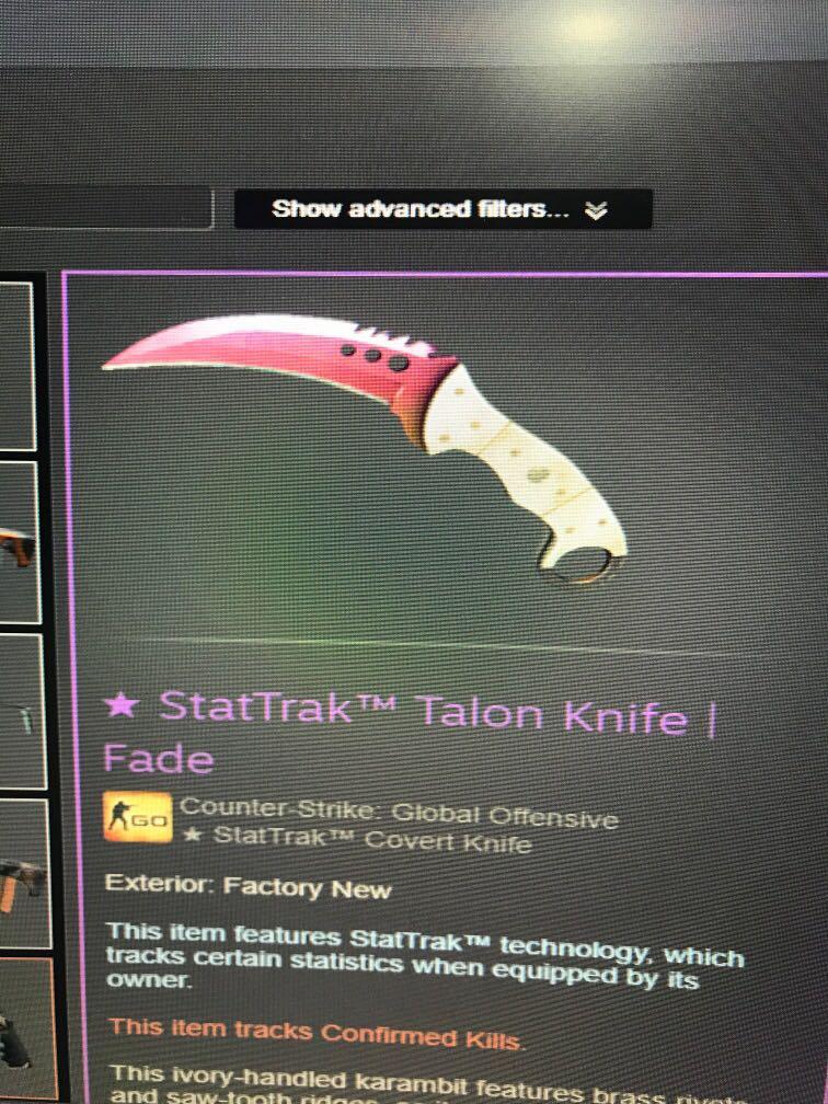 Talon Knife Fade Csgo Toys Games Video Gaming Video Games On Carousell