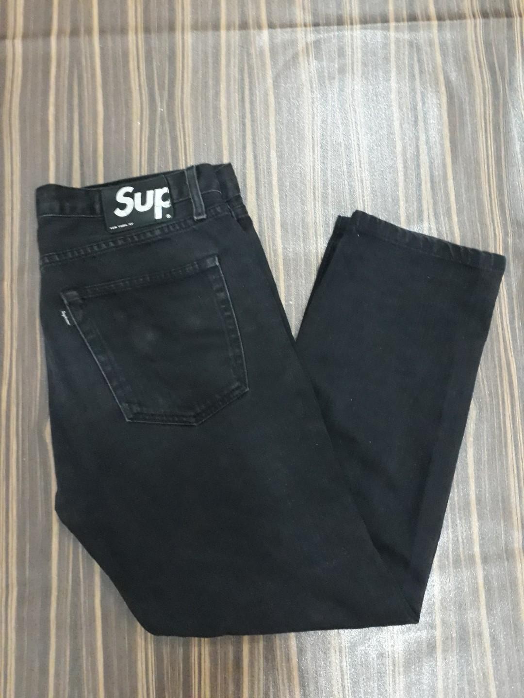 Supreme Black Denim Pants Men s Fashion Bottoms Trousers on