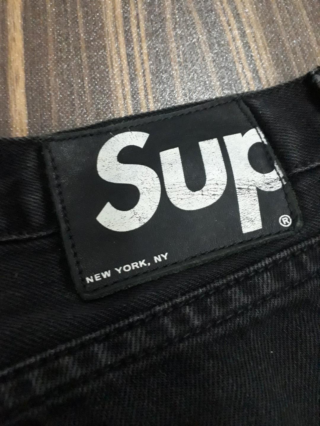 Supreme Black Denim Pants Men s Fashion Bottoms Trousers on