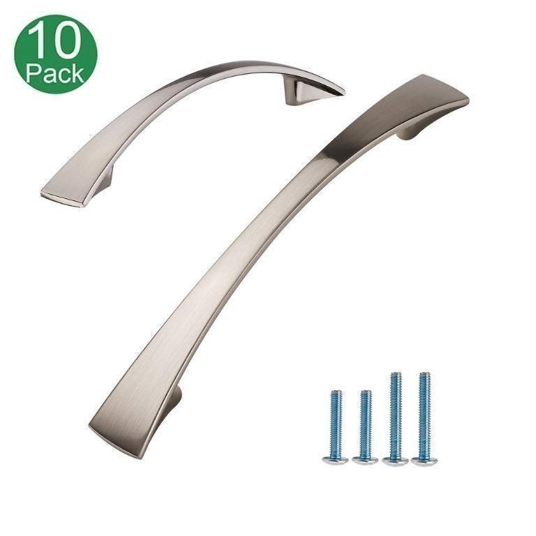 Tapered Cabinet Bow Pull Brushed Nickel Furniture Handle 3 8 Inch 96mm Screw Spacing 10 Pack For Kitchen Cupboard Door Bedroom Dresser Drawer Bathroom Wardrobe Hardware Electronics Others On Carousell