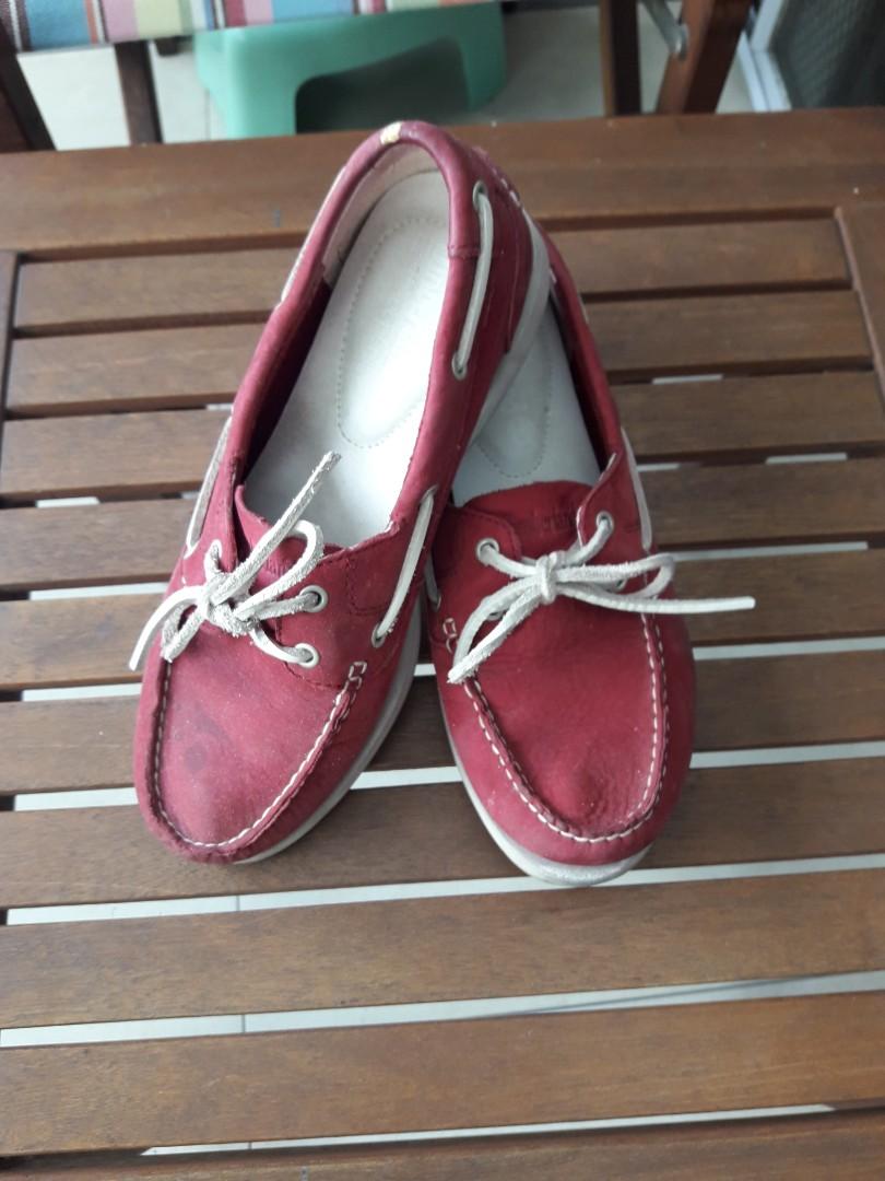 timberland red boat shoes