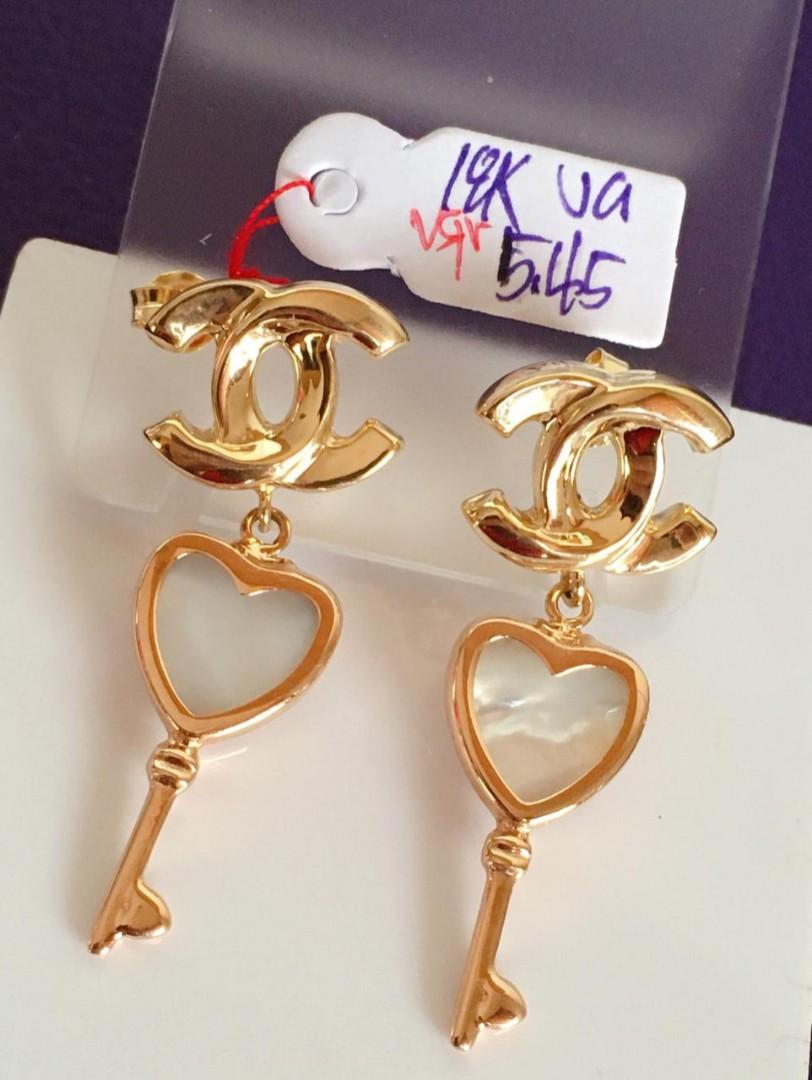 18K Japan Gold Chanel Earrings VVSPL, Women's Fashion, Jewelry &  Organizers, Earrings on Carousell
