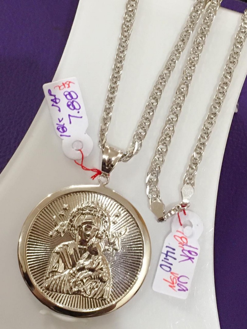 18K Japan White Gold Religious Necklace 