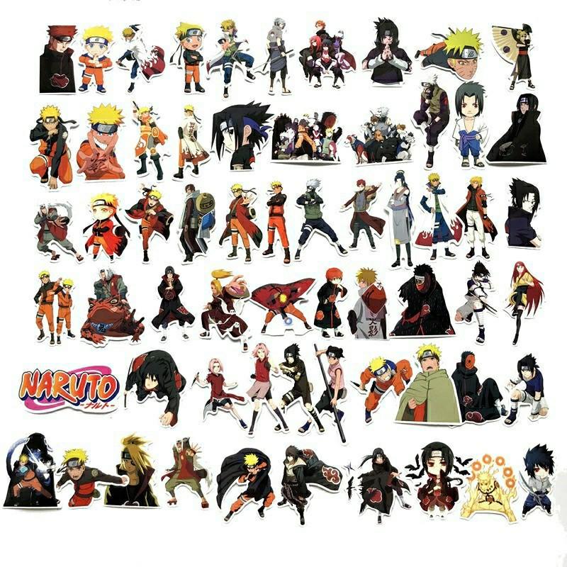 63 pcs set naruto different patterns graffiti waterproof stickers set hobbies toys stationery craft craft supplies tools on carousell