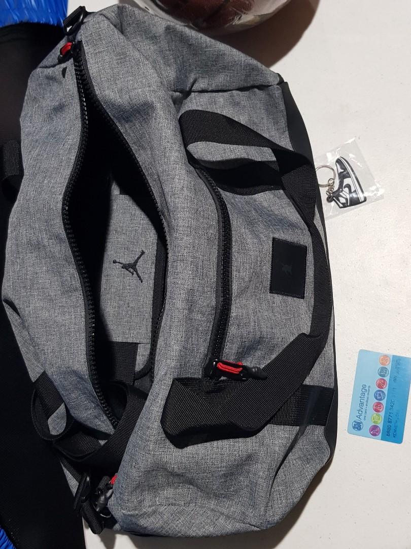 Air Jordan Duffle Bag Grey Black Red Gym Bag with Detachable Sling