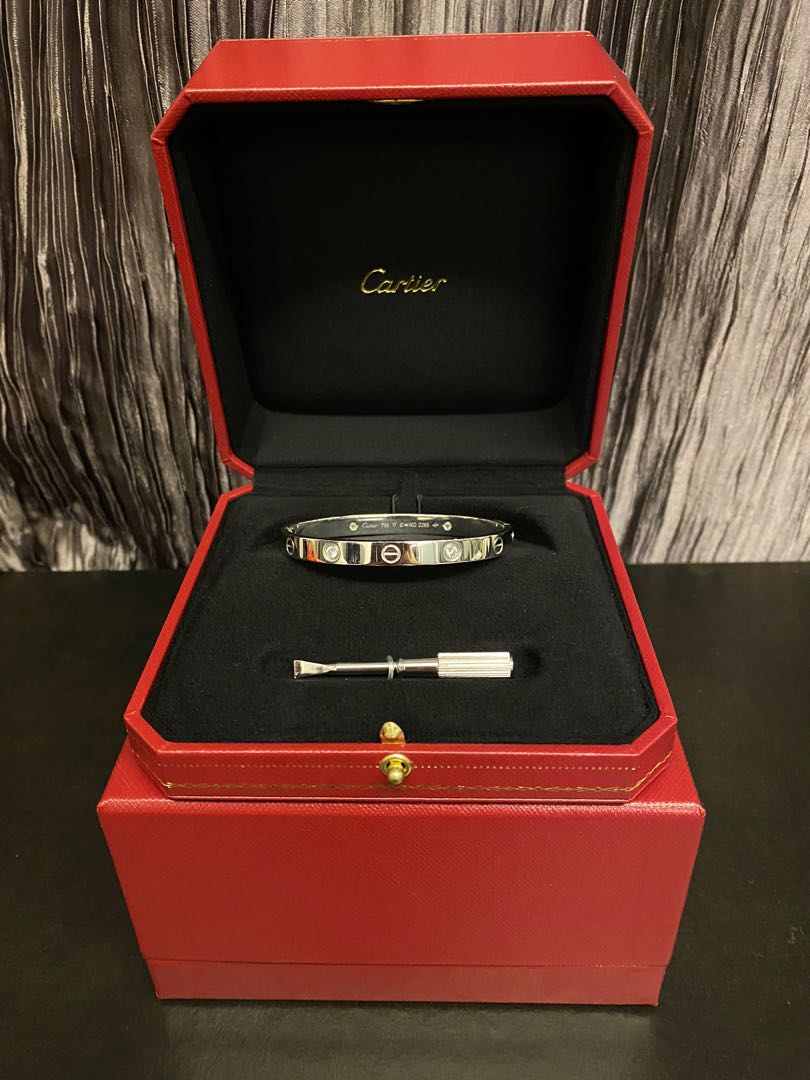Authentic Cartier Love Bracelet with 4 diamonds Size 17 Women s