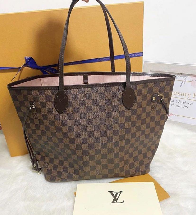 Authentic LV Neverfull MM DE Pink Lining, Luxury, Bags & Wallets