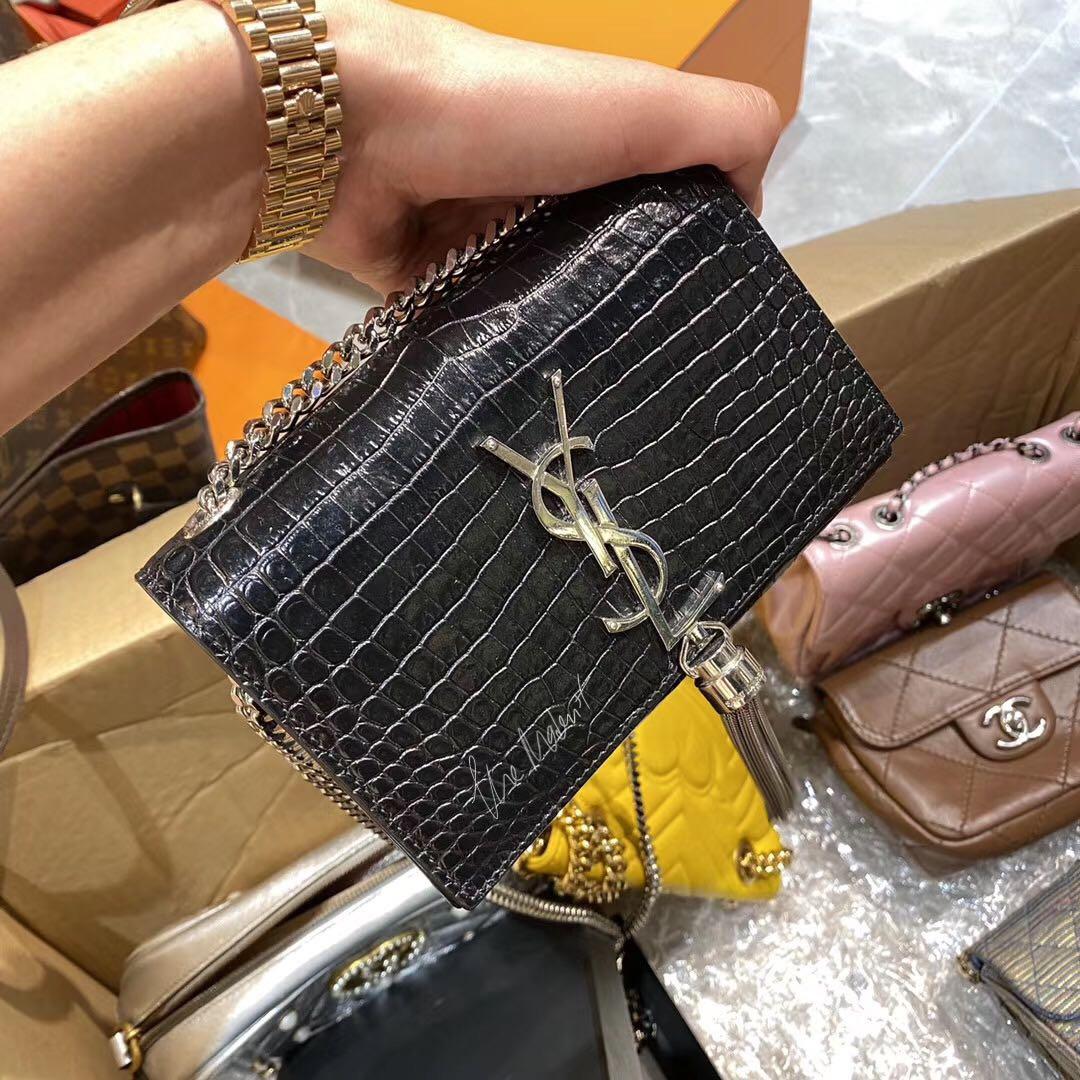 ysl kate small tassel crocodile