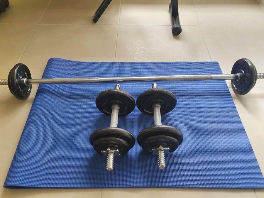 AVANT GARDE SPORTS AUTHORITY Exercise Equipment Set Bench Dumbbells