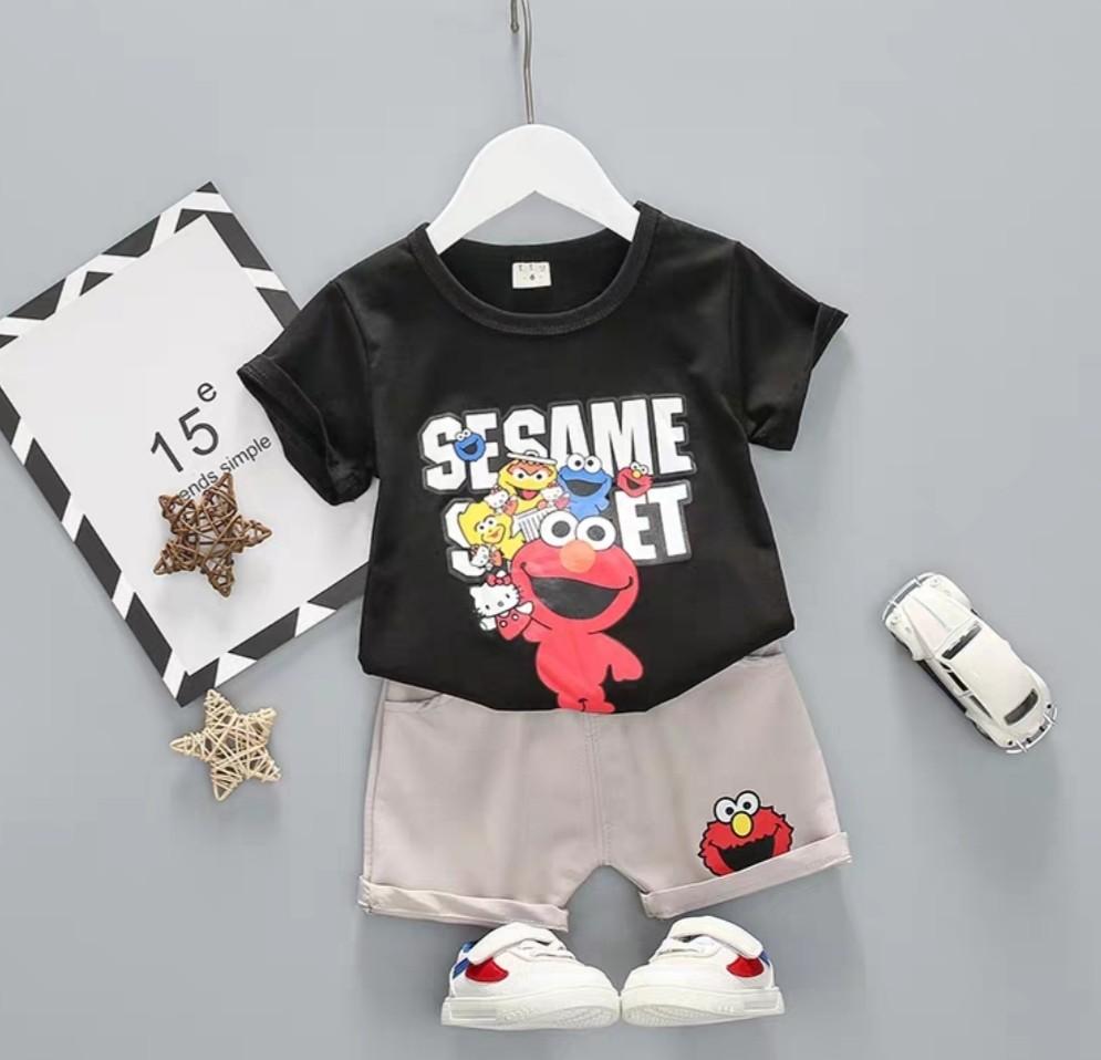 Boy Set T Shirt And Short Sesame Street Elmo Babies Kids Boys