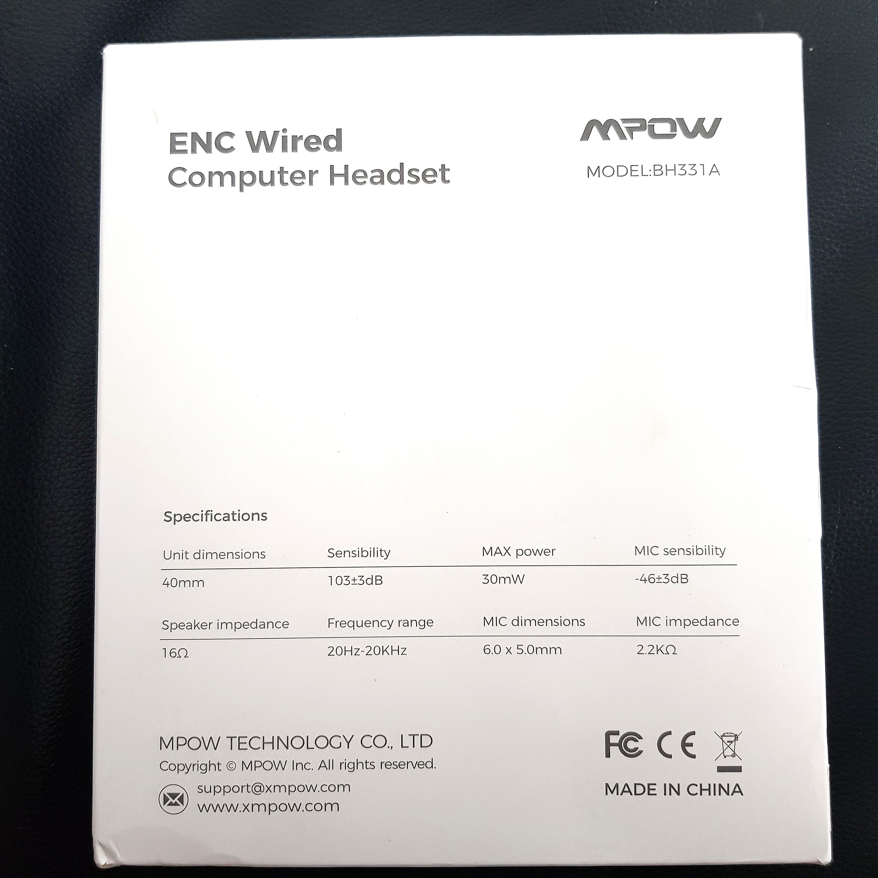 BRAND NEW IN PACKAGING MPOW ENC WIRED COMPUTER HEADSET MODEL