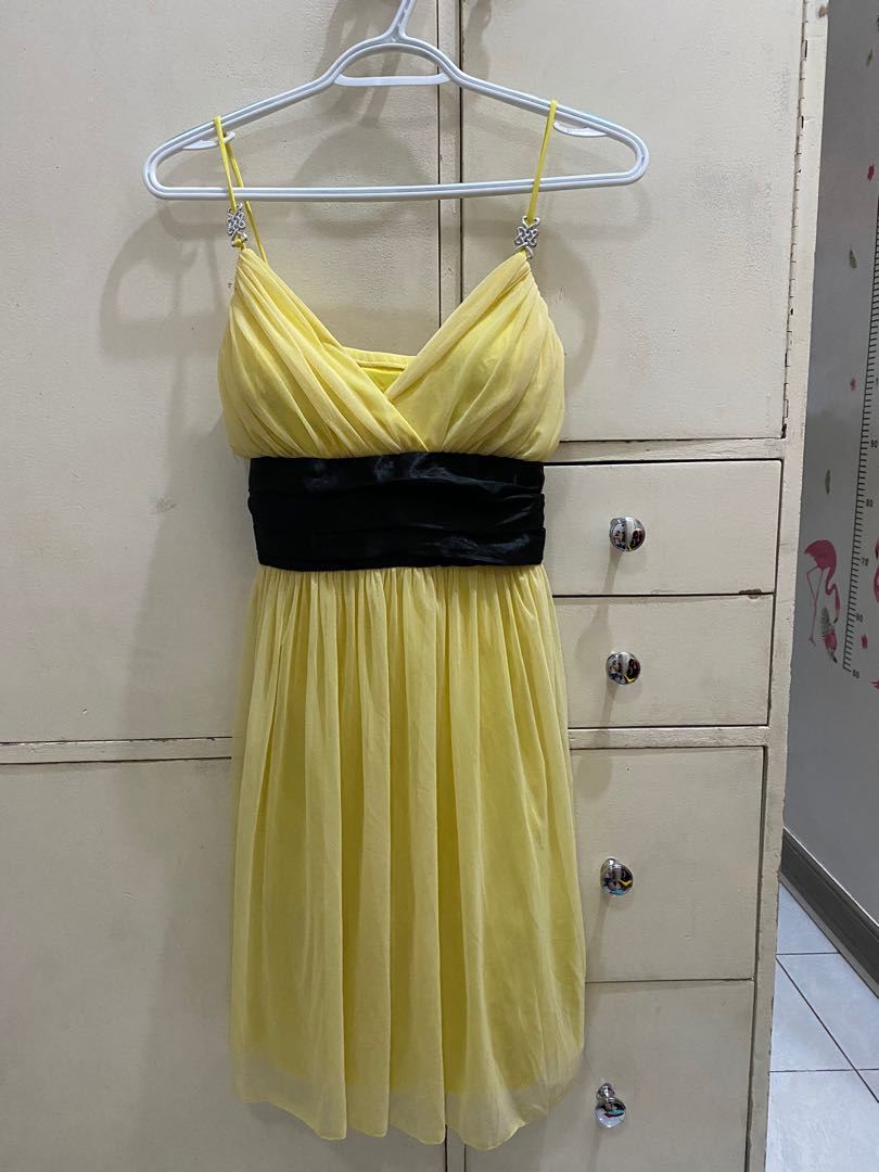 canary yellow cocktail dress