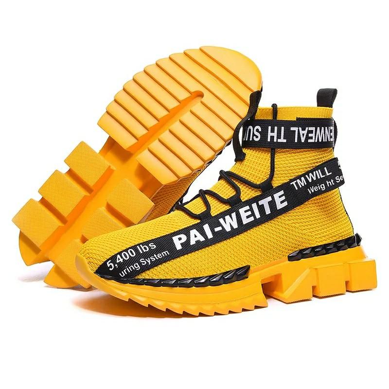 mens yellow high top sneakers