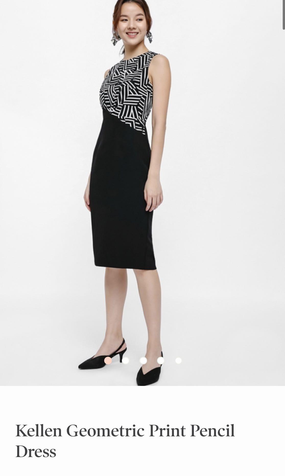 Love Bonito Kellen Geometric Print Pencil Dress Women s Fashion Dresses Sets Dresses on Carousell