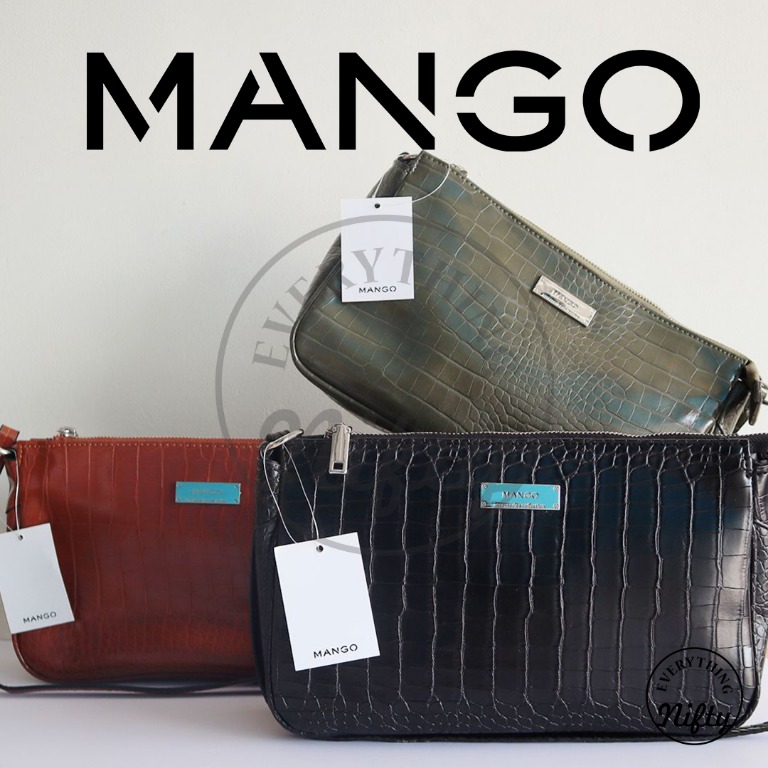 mango croc effect baguette bag