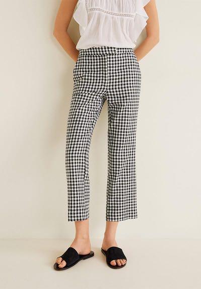 Mango Gingham Check Pattern Trousers