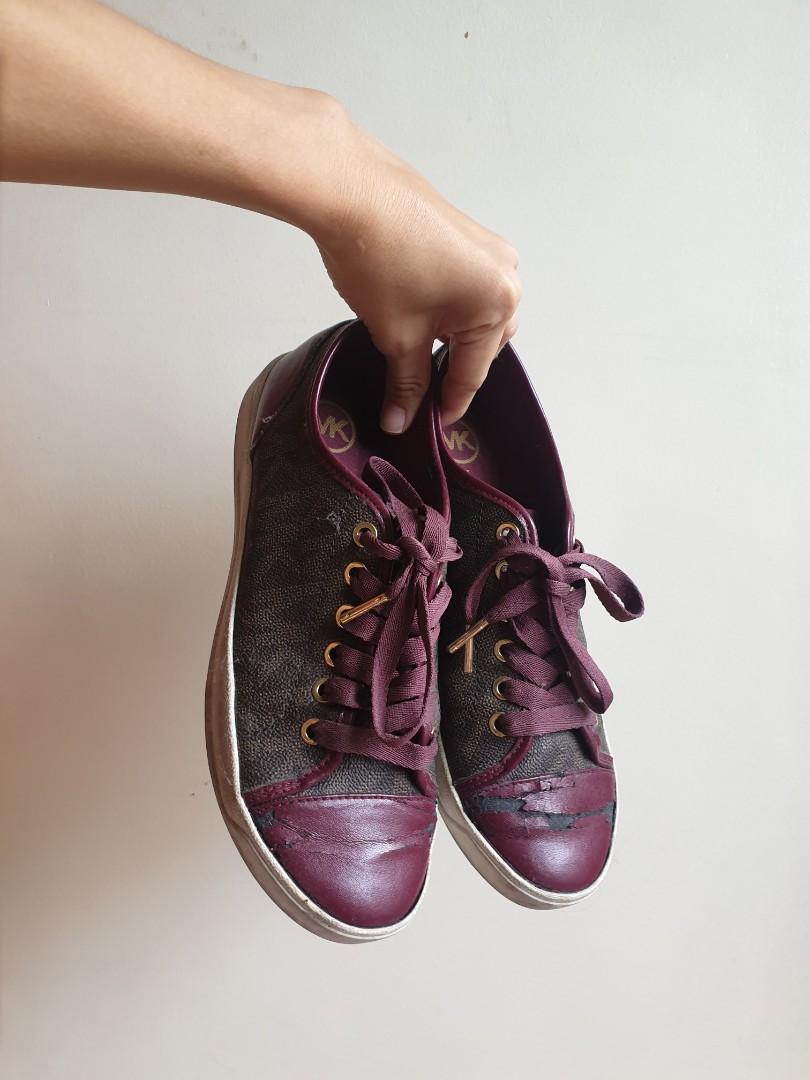 michael kors burgundy sneakers