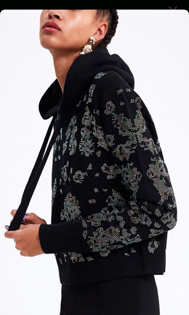Zara floral sweater with sequins online
